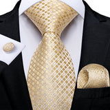 Elegant Beige Yellow Floral Plaid Paisley Men Ties
