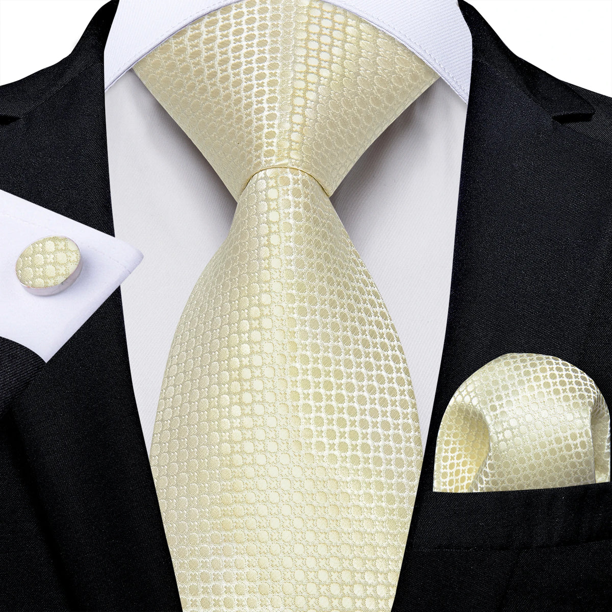 Elegant Beige Yellow Floral Plaid Paisley Men Ties