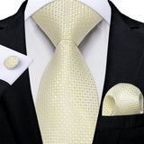Elegant Beige Yellow Floral Plaid Paisley Men Ties