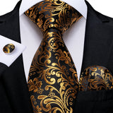 Elegant Beige Yellow Floral Plaid Paisley Men Ties