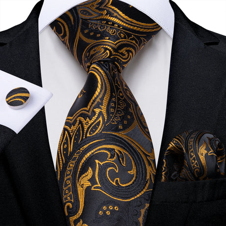 Elegant Beige Yellow Floral Plaid Paisley Men Ties