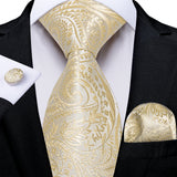 Elegant Beige Yellow Floral Plaid Paisley Men Ties