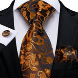 Elegant Beige Yellow Floral Plaid Paisley Men Ties