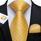 Elegant Beige Yellow Floral Plaid Paisley Men Ties