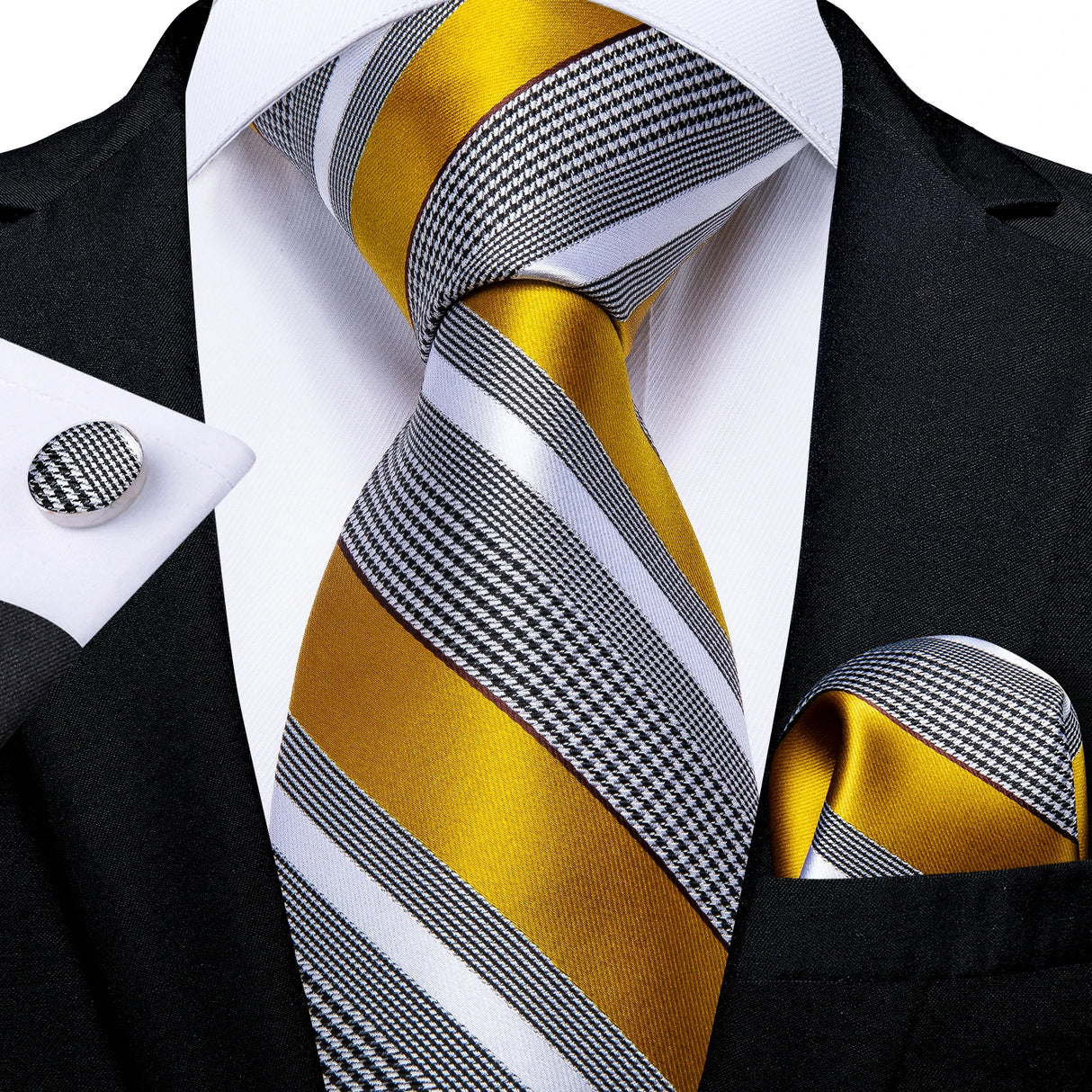 Elegant Beige Yellow Floral Plaid Paisley Men Ties