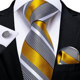 Elegant Beige Yellow Floral Plaid Paisley Men Ties