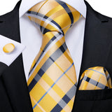 Elegant Beige Yellow Floral Plaid Paisley Men Ties