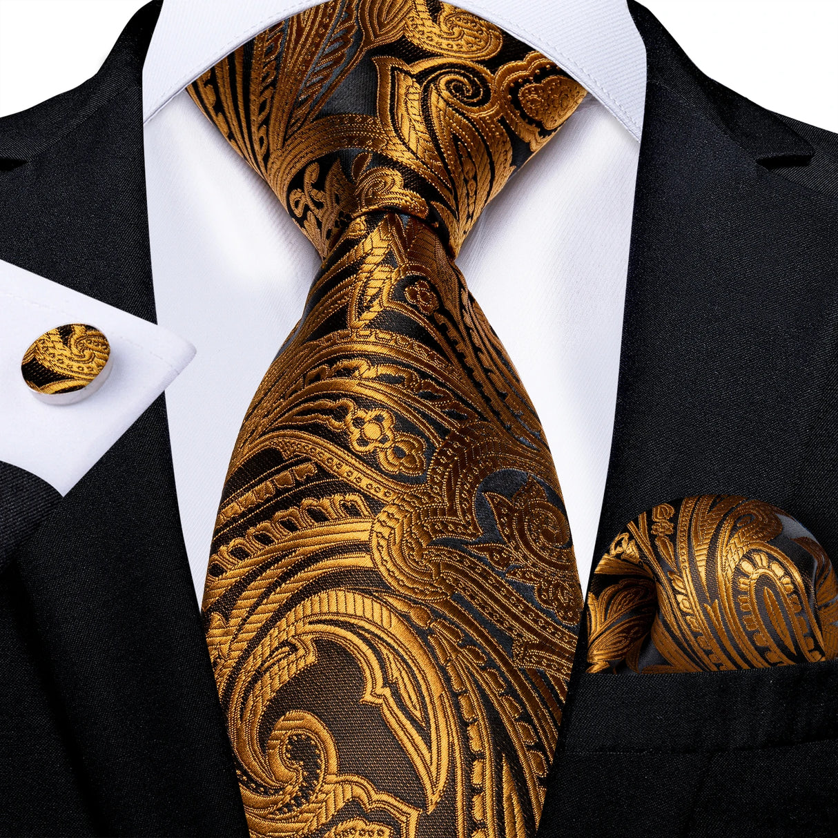Elegant Beige Yellow Floral Plaid Paisley Men Ties