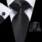 Elegant Black Silk Hanky Cufflink Tie