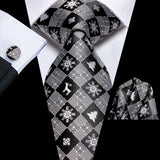 Elegant Black Silk Hanky Cufflink Tie