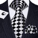 Elegant Black Silk Hanky Cufflink Tie