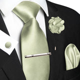 Elegant Brown Solid Hanky Cufflink Brooch Tie For Men