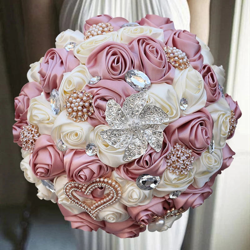 White Pink Elegant Bridal Wedding Bouquet