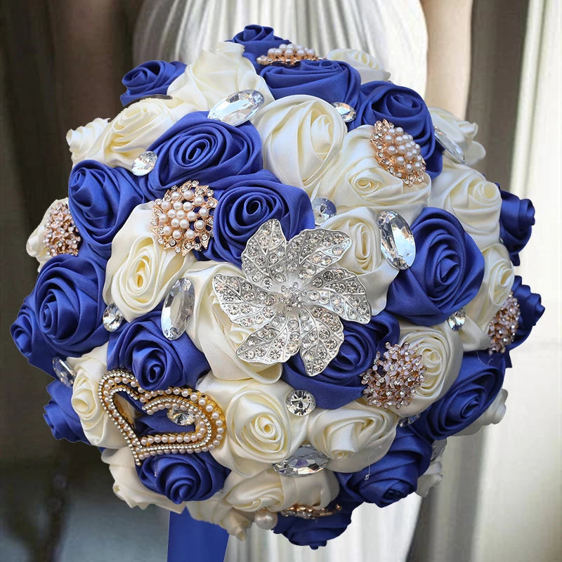 White Blue Elegant Bridal Wedding Bouquet