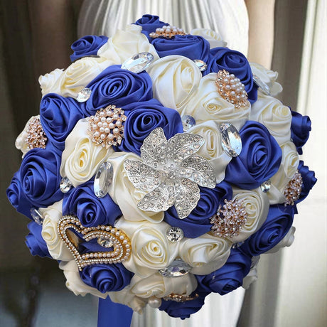 White Blue Elegant Bridal Wedding Bouquet