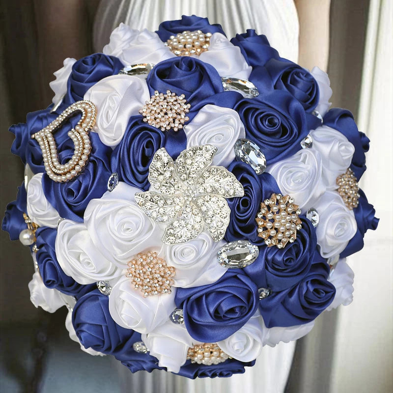Blue White Elegant Bridal Wedding Bouquet