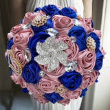 Blue Pink Elegant Bridal Wedding Bouquet