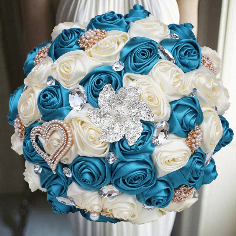 Blue White Elegant Bridal Wedding Bouquet
