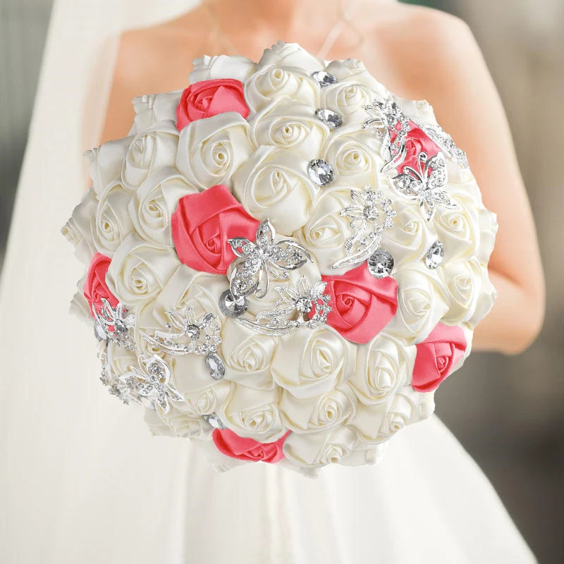 White Pink Elegant Bridal Wedding Bouquet