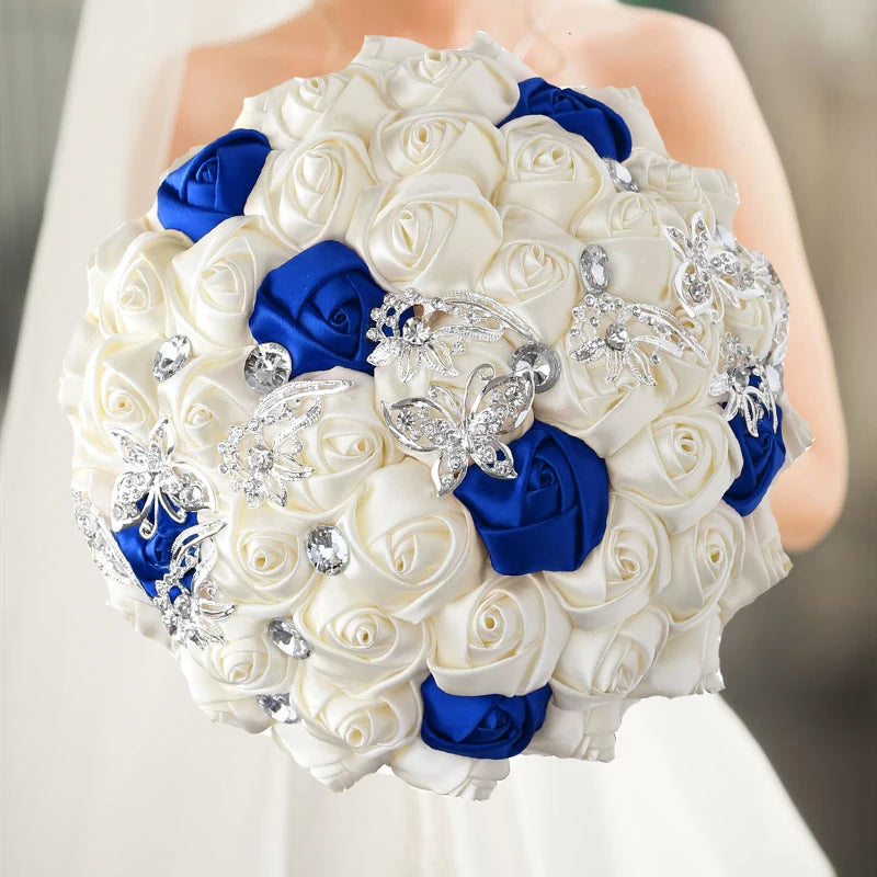 White Blue Elegant Bridal Wedding Bouquet
