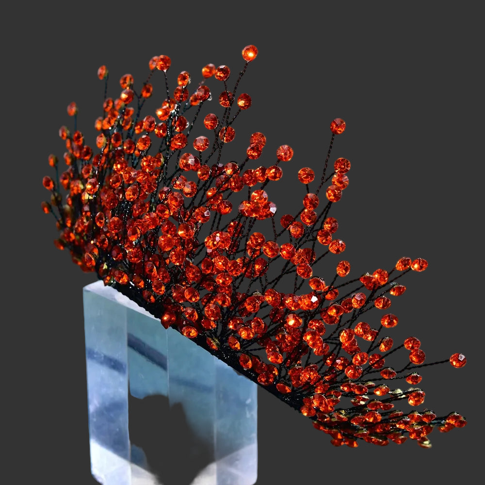 Red Elegant Bright Rhinestone Bridal Crown Wedding Hairpiece