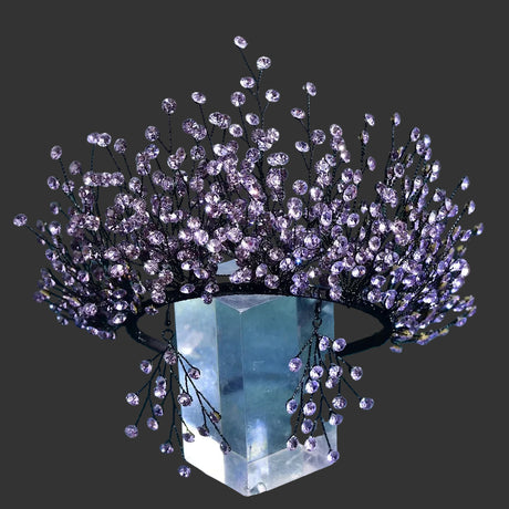 Purple Elegant Bright Rhinestone Bridal Crown Wedding Hairpiece