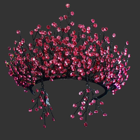 Red Elegant Bright Rhinestone Bridal Crown Wedding Hairpiece