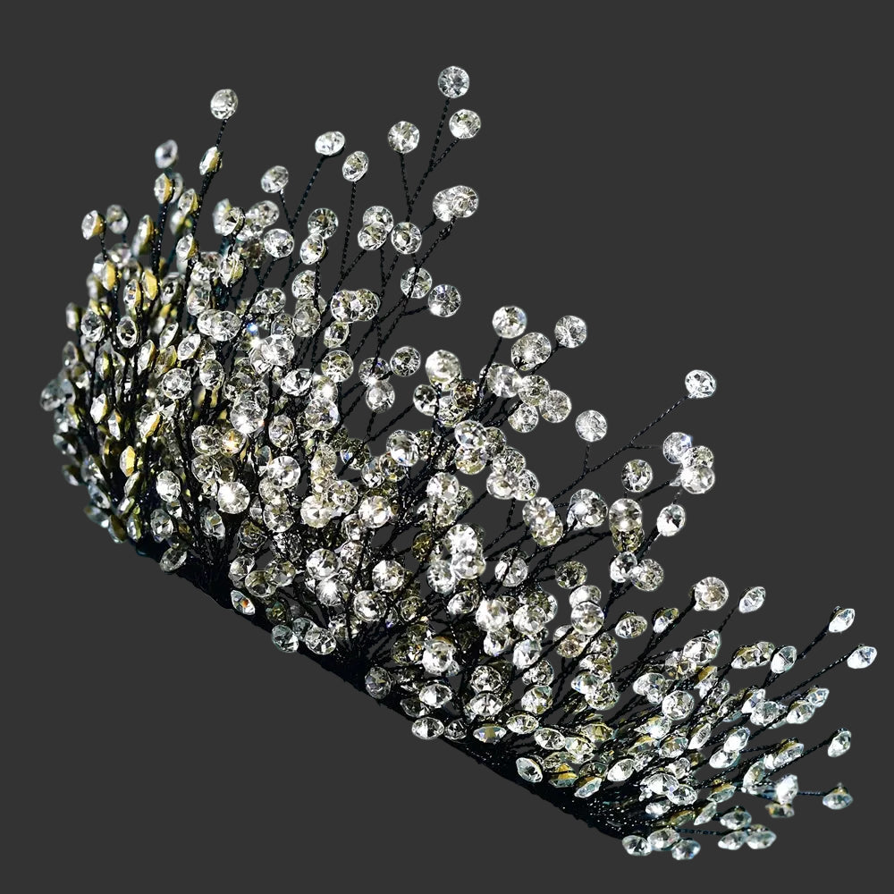 Silver Elegant Bright Rhinestone Bridal Crown Wedding Hairpiece