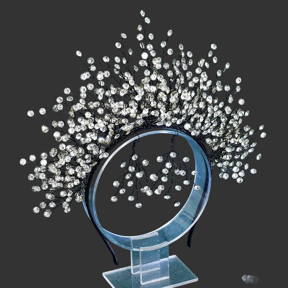 Silver Elegant Bright Rhinestone Bridal Crown Wedding Hairpiece