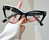 Black white Elegant Cat Eye Reading Glasses with Metal Hinge