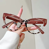 leopard brown Elegant Cat Eye Reading Glasses with Metal Hinge