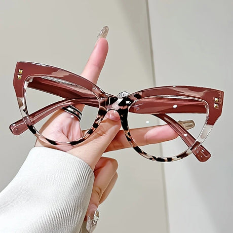leopard brown Elegant Cat Eye Reading Glasses with Metal Hinge