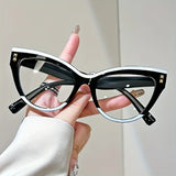 black white Elegant Cat Eye Reading Glasses with Metal Hinge