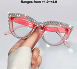 Pink Elegant Cat Eye Rhinestone Glitter Eyeglasses
