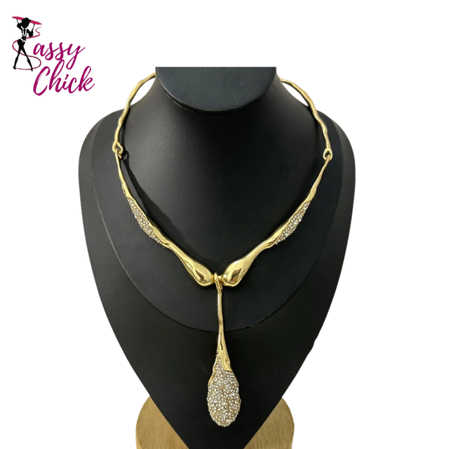 Elegant Choker Irregular Pendant Glass Necklace Sassy Chick 