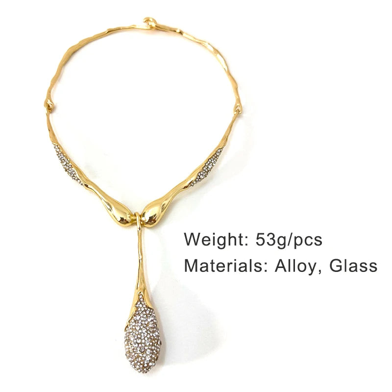 Details Elegant Choker Irregular Pendant Glass Necklace