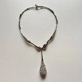 Silver Elegant Choker Irregular Pendant Glass Necklace