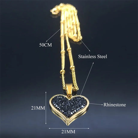 Size of Elegant Crystal Heart Necklace