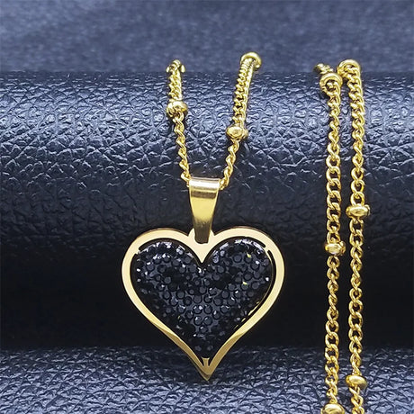 Black Elegant Crystal Heart Necklace