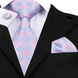 Purple Elegant Dot Hanky Cufflink Silk Necktie