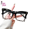 Elegant Full Rim Square Reading Glasses for Women Sassy Chick Logo