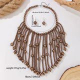 Size of Elegant Handmade Bridal Pearl Tassel Necklace And Earrings