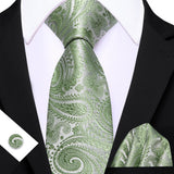 Elegant Paisley Jacquard Pocket Square Cufflinks Necktie