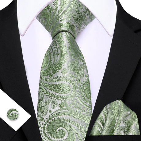 Elegant Paisley Jacquard Pocket Square Cufflinks Necktie