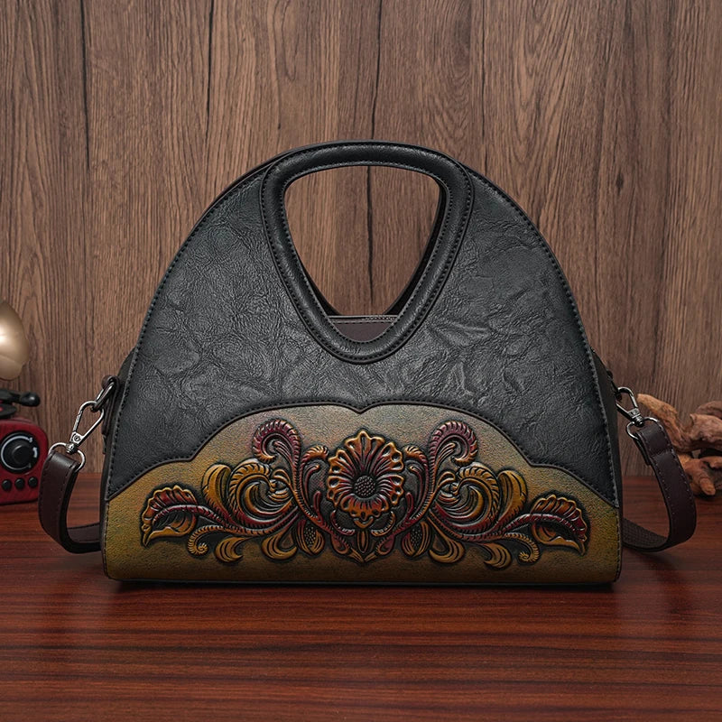 Black Elegant Retro Embossed Ladies Party Shoulder Bag