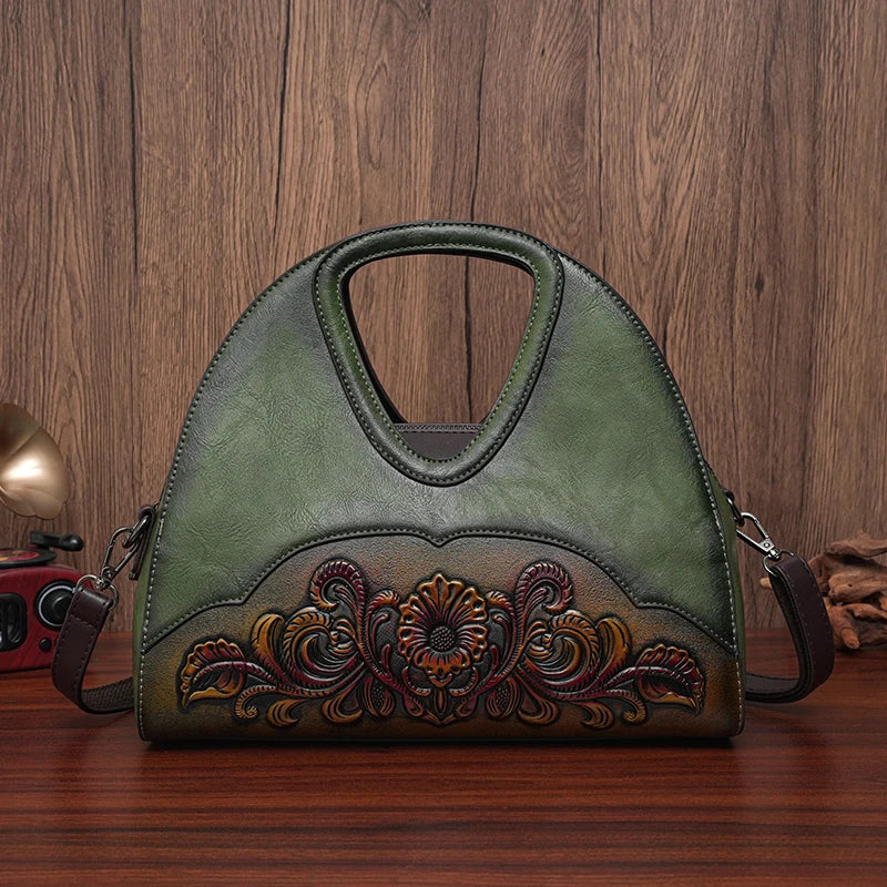 Green Elegant Retro Embossed Ladies Party Shoulder Bag