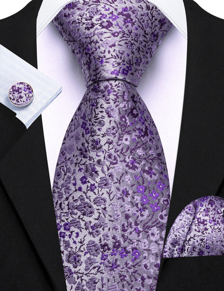 Elegant Spring Style Flower Necktie Hanky Cufflinks Men Tie Set