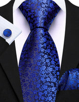 Elegant Spring Style Flower Necktie Hanky Cufflinks Men Tie Set
