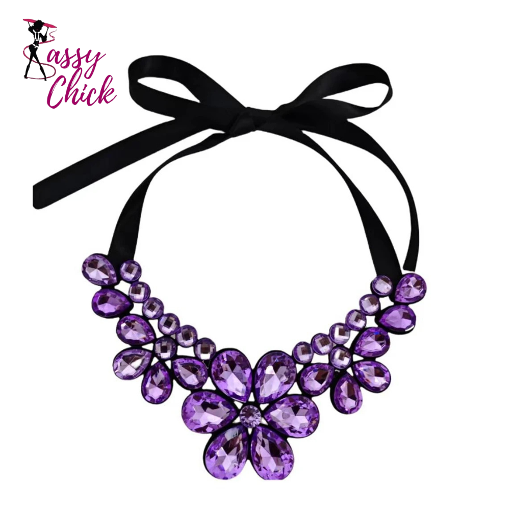 Elegant Transparent Resin Multicolored Flowers Necklace Sassy Chick Logo