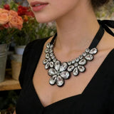 Model Using Elegant Transparent Resin Multicolored Flowers Necklace